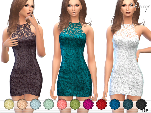 Sims 4 Lace Mini Dress by ekinege at TSR