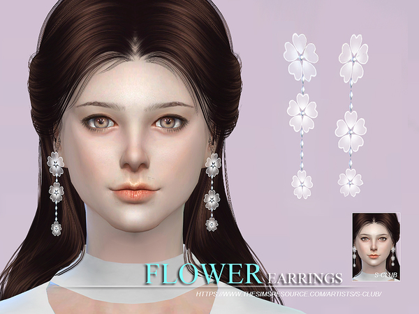 Sims 4 Flower earrings by S Club WM at TSR