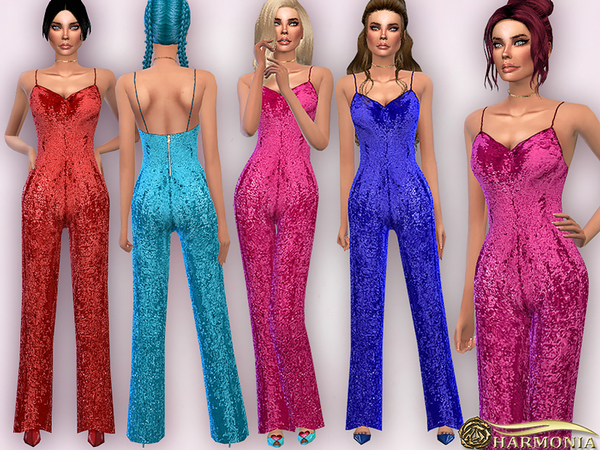 Sims 4 Strappy All over Sequin Jumpsuit by Harmonia at TSR