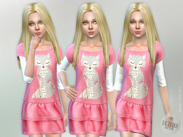 Sims 4 Fox Knit Dress by lillka at TSR