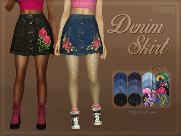 Sims 4 Denim Skirt by Trillyke at TSR