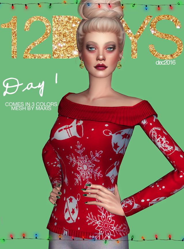 Sims 4 Holiday patterned sweater 25 DAYS OF CHRISTMAS DAY 1 at Ecoast