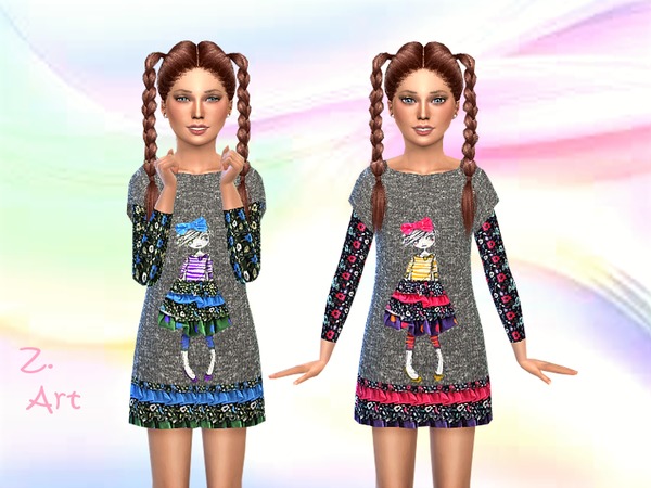 Sims 4 GirlZ soft sweatshirt dress by Zuckerschnute20 at TSR