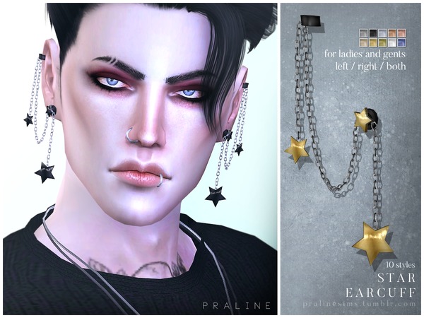 Sims 4 Star Earcuff by Pralinesims at TSR