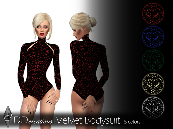 Sims 4 Velvet Bodysuit by ddcreations at TSR