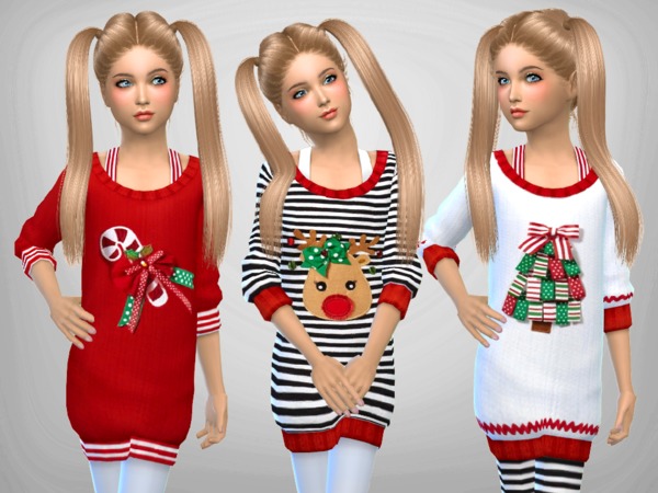 Sims 4 Girls Christmas Jumpers by SweetDreamsZzzzz at TSR
