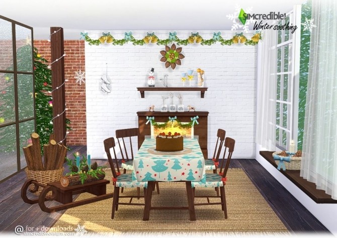 Sims 4 Winter Soothing dining at SIMcredible! Designs 4