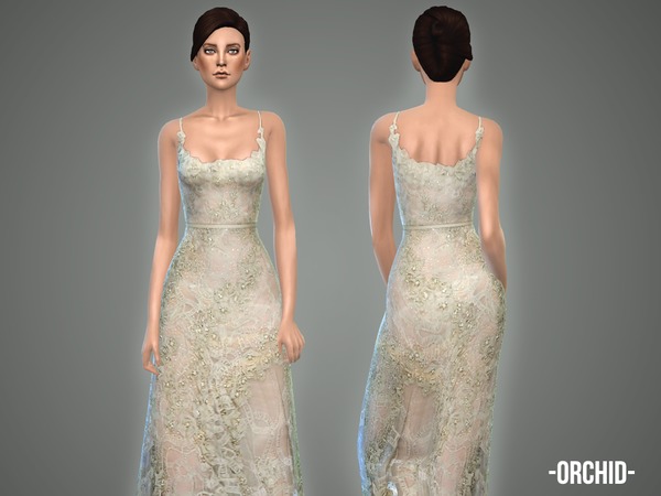 Sims 4 Orchid gown by April at TSR