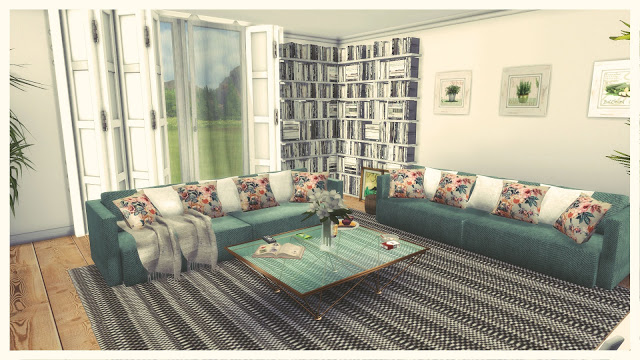Sims 4 Gray & Green Living Room at Dinha Gamer