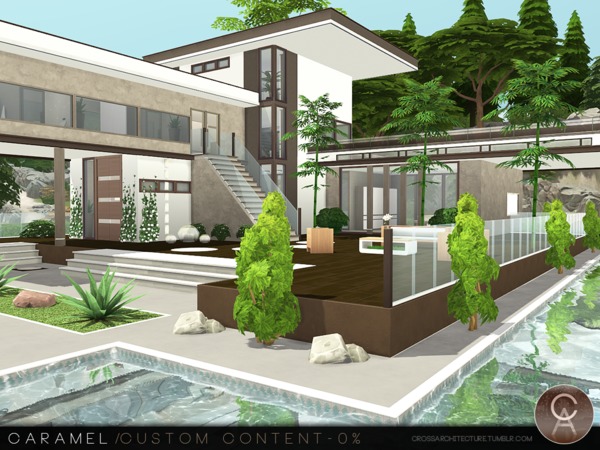 Sims 4 Caramel house by Pralinesims at TSR