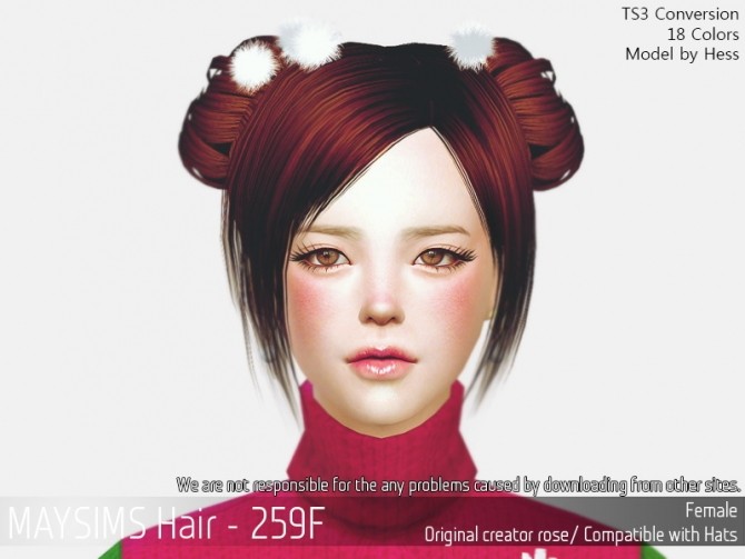 Sims 4 Hair 259F (Rose) at May Sims