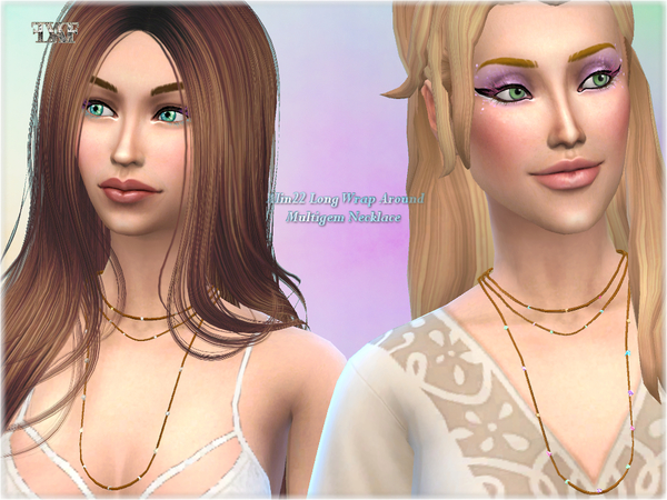 Sims 4 Long Wrap Around Multigem Necklace by Alin2 at    select a Sites   