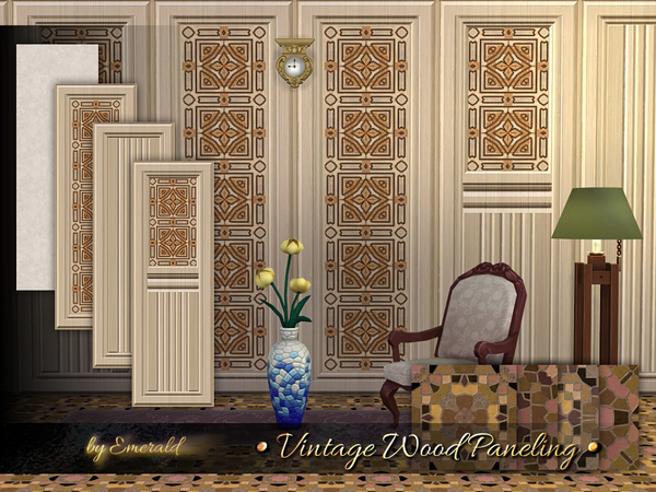 Sims 4 Vintage Wood Paneling by emerald at TSR