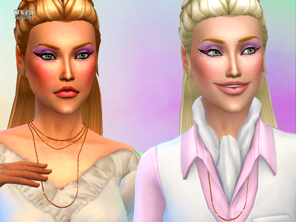 Sims 4 Long Wrap Around Multigem Necklace by Alin2 at    select a Sites   