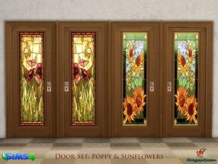 Door Set Poppy & Sunflowers by DragonQueen at TSR