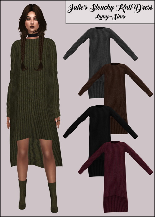 Sims 4 Julies Slouchy Knit Dress at Lumy Sims