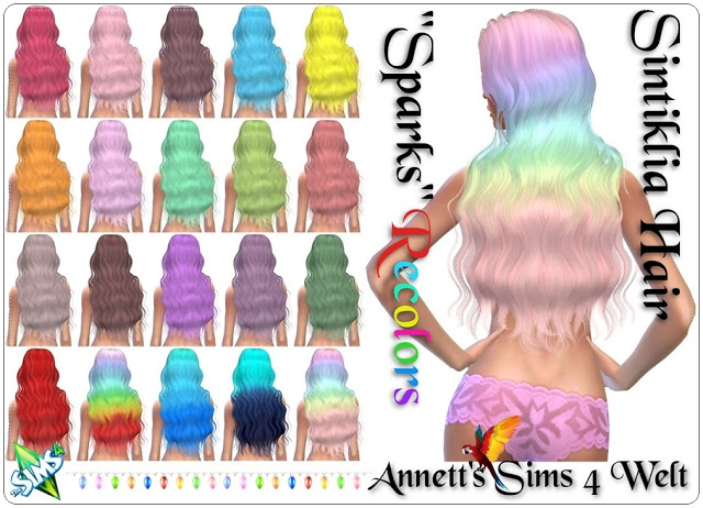 Sims 4 Sintiklia Hair Sparks Recolors at Annett’s Sims 4 Welt