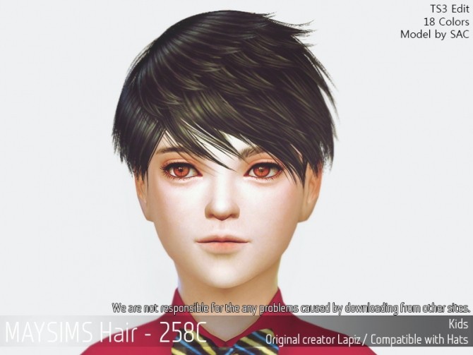 Sims 4 Hair 258C (Lapiz) at May Sims