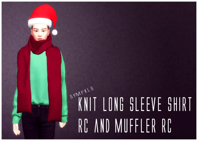 Sims 4 Knit Long Sleeve Shirt & Muffler RC by Sympxls at SimsWorkshop