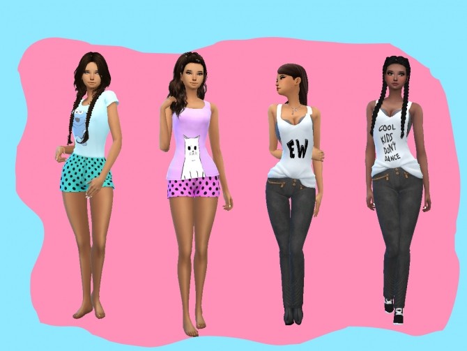 Sims 4 100 Followers Gift Tumblr Sleepwear and Outfit by CandySimmer at SimsWorkshop