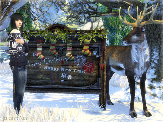 Sims 4 Christmas Board & Reindeer at Helen Sims