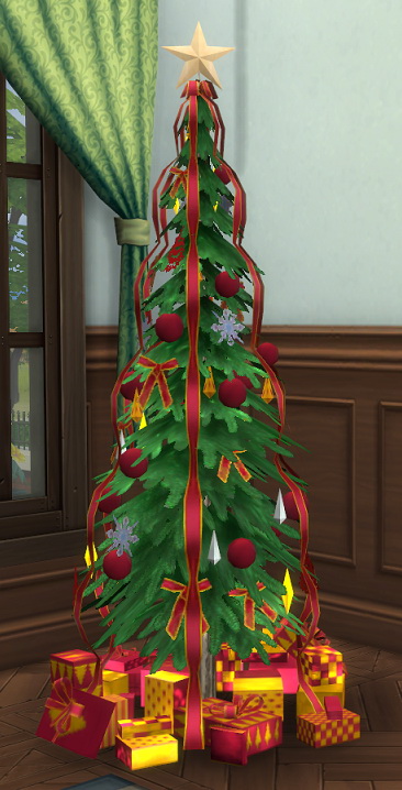 Sims 4 Skinny Christmas Tree by BigUglyHag at SimsWorkshop