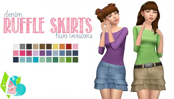 Sims 4 Denim Ruffle Skirts at SimLaughLove
