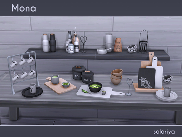 Sims 4 Mona 13 monochromatic clutter items by soloriya at TSR