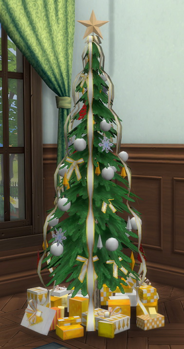 Sims 4 Skinny Christmas Tree by BigUglyHag at SimsWorkshop