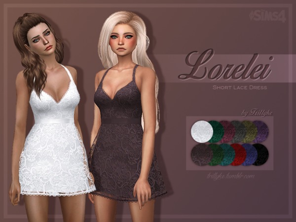 Sims 4 Lorelei Short Lace Dress by Trillyke at TSR