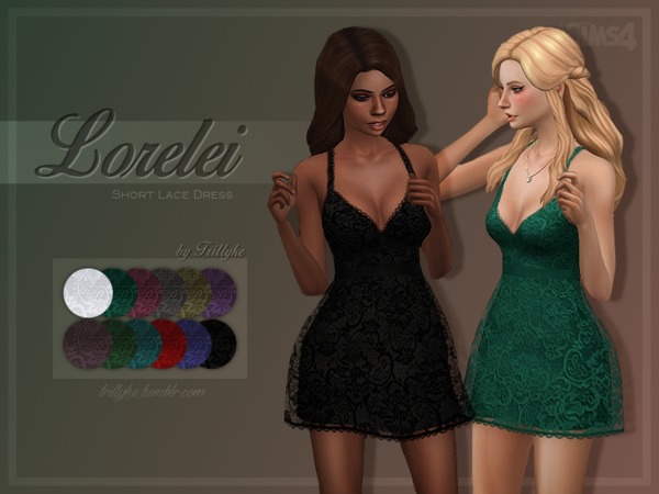 Sims 4 Lorelei Short Lace Dress by Trillyke at TSR