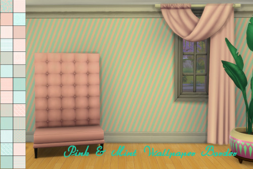 Sims 4 Pink & Mint Wallpaper with Border at ChiLLis Sims