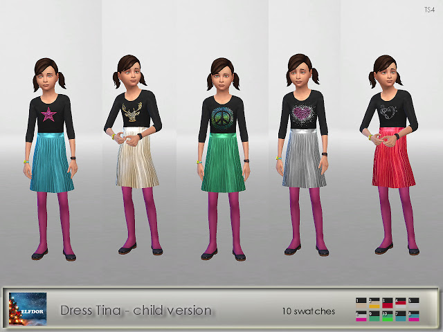 Sims 4 Dress Tina child version at Elfdor Sims