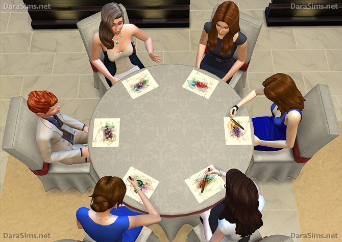Sims 4 Big Round Festive Dining Tables (6 8 seats) at Dara Sims