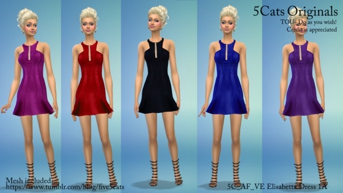 Sims 4 VE Elisabette Dress 1A at 5Cats