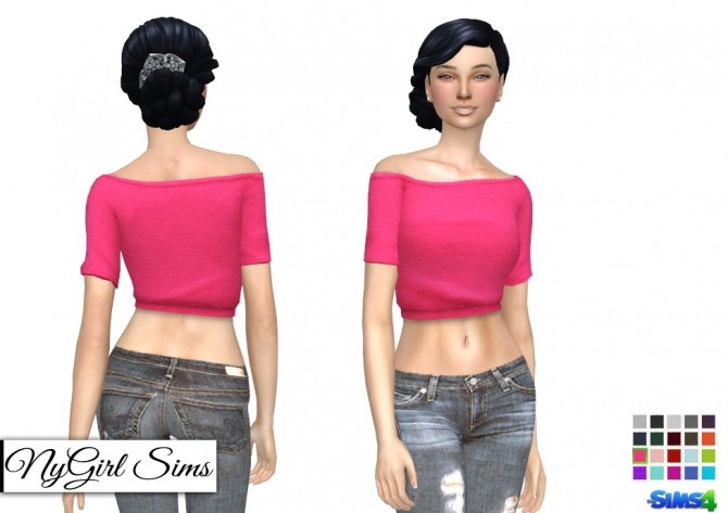 Sims 4 Off Shoulder Brushed Cotton Crop Sweatshirt at NyGirl Sims