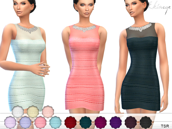Sims 4 Jewel Neck Mini Dress by ekinege at TSR