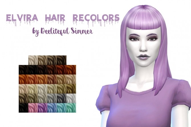 Sims 4 Elvira hair recolors at Deeliteful Simmer