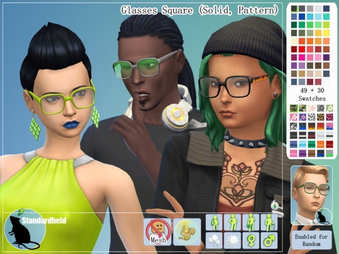 Sims 4 Glasses Square by Standardheld at SimsWorkshop