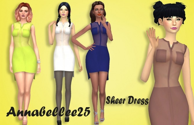 Sims 4 Short Sheer Dress by Annabellee25 at SimsWorkshop