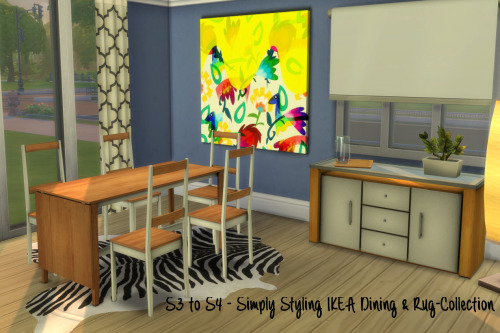 Sims 4 S3 to S4 Simply Styling IKEA Dining + Rug Collection at ChiLLis Sims