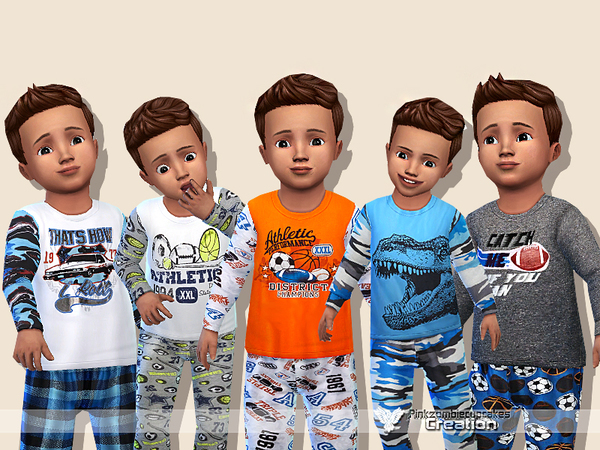 Sims 4 Sporty Pyjama Collection for Toddler by Pinkzombiecupcakes at TSR