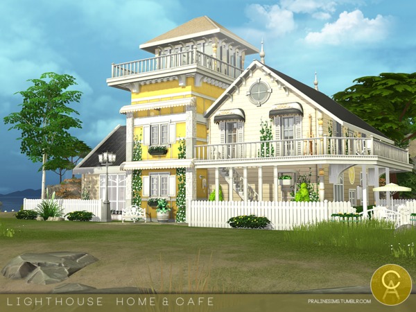 Sims 4 Lighthouse Home & Cafe by Pralinesims at TSR