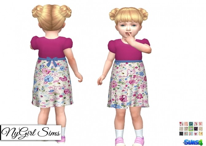 Sims 4 Floral Skirt Dress with Bow at NyGirl Sims