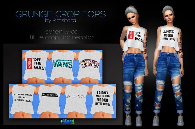 Sims 4 Grunge crop tops at Rimshard Shop