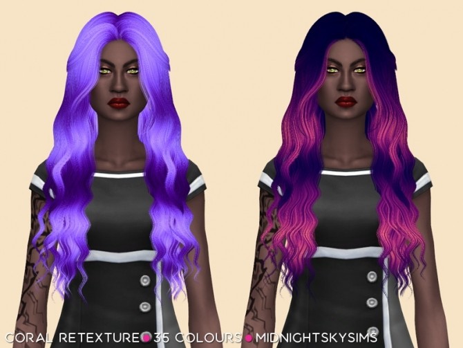 Sims 4 Coral hair retexture by midnightskysims at SimsWorkshop