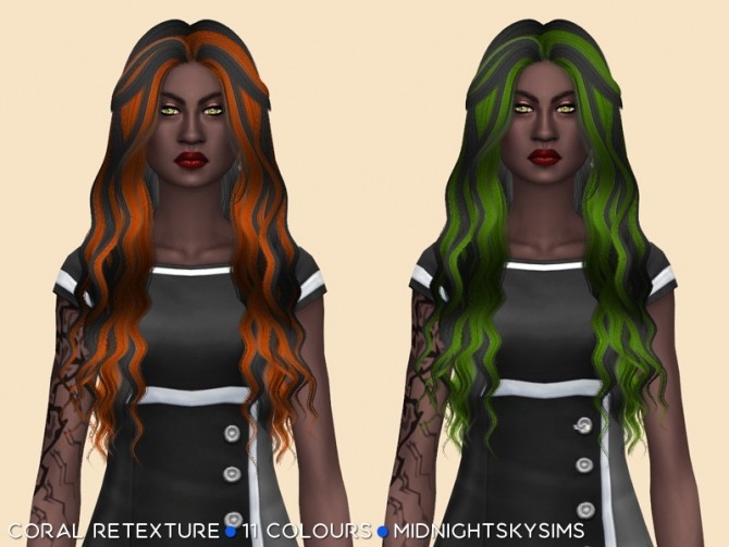 Sims 4 Coral hair retexture by midnightskysims at SimsWorkshop