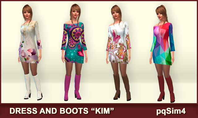 Sims 4 Kim dress and boots at pqSims4