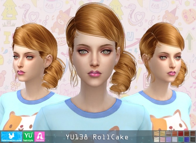 Sims 4 YU138 RollCake hair (Pay) at Newsea Sims 4