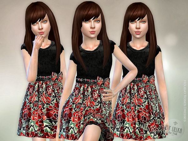 Sims 4 Holiday Roses Dress by lillka at TSR